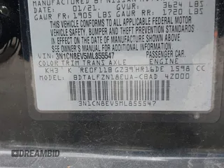2021 Nissan Versa SV with VIN 3N1CN8EV5ML855547, listed as a IAAI auction lot 41827009 with 97,525 mi miles and . Bid and sale history available at DreamBid. Image 9.