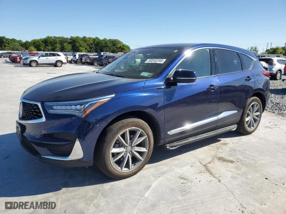 2019 Acura RDX w/Technology Pkg with VIN 5J8TC2H58KL011136, listed as a Copart auction lot 50040285 with 57,640 mi miles and Salvage Title. Bid and sale history available at carsss.com. Image 1.