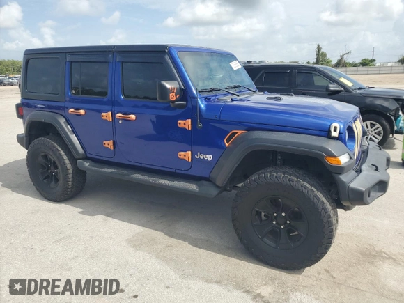 2020 Jeep Wrangler Unlimited Sport S with VIN 1C4HJXDG5LW174535, listed as a Copart auction lot 60888885 with 64,824 mi miles and Salvage title. Bid and sale history available at DreamBid. Image 4.