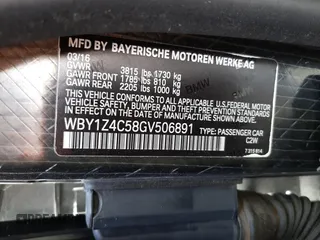 2016 BMW i3 with VIN WBY1Z4C58GV506891, listed as a Copart auction lot 72815882 with 58,103 mi miles. Bid and sale history available at carsss.com. Image 14.