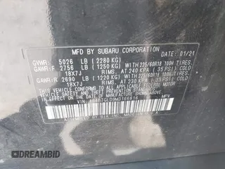 2021 Subaru Outback Onyx XT with VIN 4S4BTGLD9M3166816, listed as a IAAI auction lot 42194707 with 134,034 mi miles and . Bid and sale history available at DreamBid. Image 9.