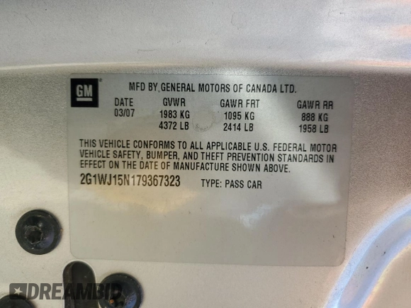 2007 Chevrolet Monte Carlo with VIN 2G1WJ15N179367323, listed as a Copart auction lot 64090115 with 147,551 mi miles and Salvage title. Bid and sale history available at DreamBid. Image 12.