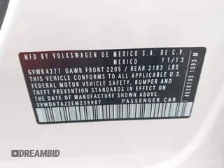 2014 Volkswagen Jetta SE with VIN 3VWD07AJ2EM239987, listed as a IAAI auction lot 42555560 with 115,987 mi miles and . Bid and sale history available at DreamBid. Image 9.