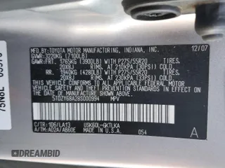 2008 Toyota Sequoia Limited with VIN 5TDZY68A28S000994, listed as a Copart auction lot 53685785 with 245,236 mi miles and Salvage Title. Bid and sale history available at DreamBid. Image 13.