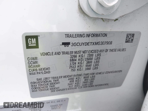 2021 Chevrolet Silverado 1500 LT z VIN 3GCUYDETXMG307908, wystawiony jako IAAI lot #41910530 z przebiegiem Nie podano mil oraz . Historia ofert i sprzedaży dostępna na DreamBid. Obrazek 17.