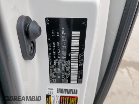 2024 Toyota Sienna LE with VIN 5TDKSKFC9RS145497, listed as a Copart auction lot 55567725 with 22,774 mi miles and Salvage title. Bid and sale history available at DreamBid. Image 14.