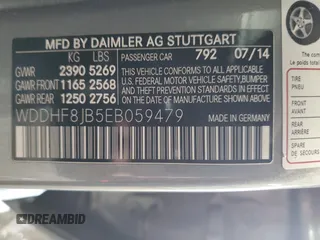 2014 Mercedes-Benz E 350 Luxury with VIN WDDHF8JB5EB059479, listed as a Copart auction lot 61972935 with 262,964 mi miles and Clean title. Bid and sale history available at DreamBid. Image 12.