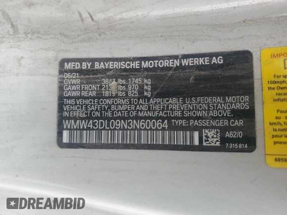2022 MINI Convertible Cooper S z VIN WMW43DL09N3N60064, wystawiony jako Copart lot #66324525 z przebiegiem 68 126 mil mil oraz Szkoda całkowita • Salvage title. Historia ofert i sprzedaży dostępna na DreamBid. Obrazek 13.