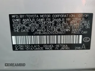 2009 Lexus ES 330 with VIN JTHBJ46G092339651, listed as a Copart auction lot 56221005 with 235,879 mi miles and Clean Title. Bid and sale history available at DreamBid. Image 12.