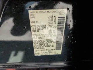 2017 Nissan Murano SL with VIN 5N1AZ2MG9HN167464, listed as a Copart auction lot 53276785 with 98,376 mi miles and Salvage Title. Bid and sale history available at carsss.com. Image 13.