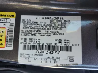 2014 Ford Fusion SE with VIN 3FA6P0HD5ER349083, listed as a Copart auction lot 52398625 with 91,796 mi miles and Salvage Title. Bid and sale history available at carsss.com. Image 12.