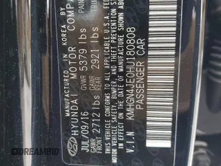2017 Genesis G80 3.8L z VIN KMHGN4JE0HU180808, wystawiony jako Copart lot #52796555 z przebiegiem 81 598 mil mil oraz Szkody całkowita. Historia ofert i sprzedaży dostępna na DreamBid. Obrazek 14.