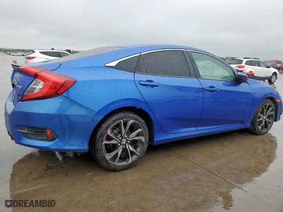 2019 Honda Civic Sedan Sport with VIN 19XFC2F82KE022215, listed as a Copart auction lot 50644045 with 66,756 mi miles and Salvage Title. Bid and sale history available at carsss.com. Image 3.