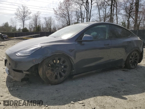 2022 Tesla Model Y Long Range with VIN 7SAYGDEE5NF366493, listed as a Copart auction lot 49874975 with 66,925 mi miles and Salvage Title. Bid and sale history available at DreamBid. Image 1.