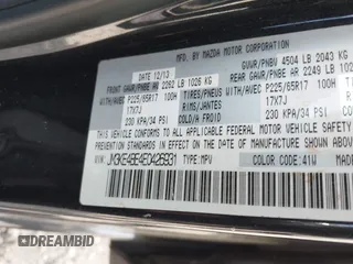 2014 Mazda CX-5 Sport with VIN JM3KE4BE4E0426931, listed as a IAAI auction lot 42055582 with 121,418 mi miles. Bid and sale history available at carsss.com. Image 9.
