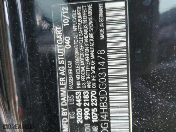 2013 Mercedes-Benz C-Class C 250 with VIN WDDGJ4HB3DG031478, listed as a Copart auction lot 50762935 with 121,000 mi miles and Salvage Title. Bid and sale history available at carsss.com. Image 13.