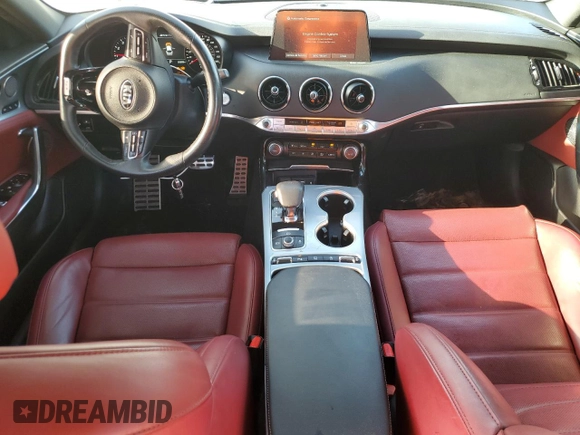 2021 Kia Stinger GT2 with VIN KNAE55LC1M6089121, listed as a Copart auction lot 74823434 with 25,009 mi miles and Salvage Title. Bid and sale history available at carsss.com. Image 8.