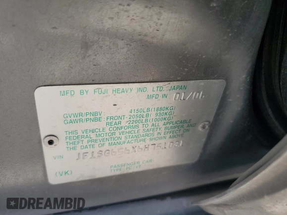 2006 Subaru Forester 2.5 X w/Premium Pkg with VIN JF1SG656X6H751031, listed as a Copart auction lot 71207904 with 185,750 mi miles and Salvage Title. Bid and sale history available at carsss.com. Image 13.