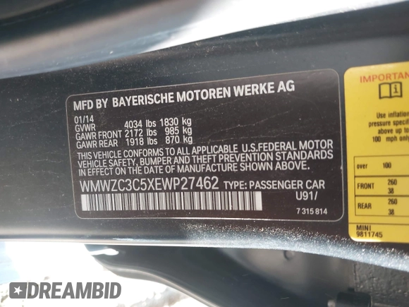 2014 MINI Countryman S с VIN WMWZC3C5XEWP27462, выставлен на аукционе IAAI как лот 42471068 с пробегом 113 198 миль миль и . История ставок и продаж доступна на DreamBid. Изображение 9.