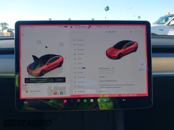 2022 Tesla Model 3 Long Range with VIN 5YJ3E1EB0NF212257, listed as a IAAI auction lot 41735989 with 28,528 mi miles and . Bid and sale history available at DreamBid. Image 18.