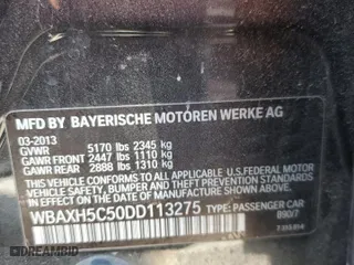 2013 BMW 5 Series 528i xDrive with VIN WBAXH5C50DD113275, listed as a Copart auction lot 53340505 with 128,872 mi miles and Clean Title. Bid and sale history available at carsss.com. Image 12.