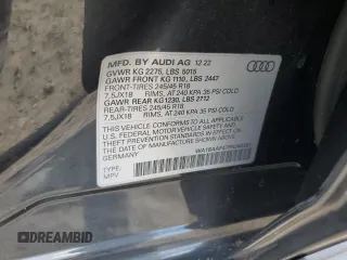 2023 Audi A4 allroad Premium Plus with VIN WA18AAF47PA040381, listed as a Copart auction lot 76334044 with 12,184 mi miles and Non Repairable. Bid and sale history available at carsss.com. Image 13.