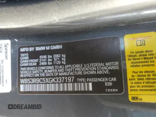 2016 BMW M4 with VIN WBS3R9C5XGK337197, listed as a Copart auction lot 87056764 with 110,398 mi miles and Salvage title. Bid and sale history available at DreamBid. Image 12.