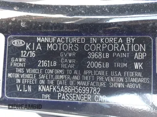 2017 Kia Forte5 LX with VIN KNAFK5A86H5699782, listed as a IAAI auction lot 41996763 with 80,974 mi miles. Bid and sale history available at carsss.com. Image 9.