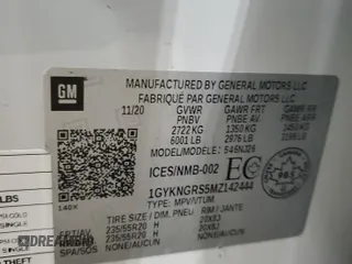 2021 Cadillac XT5 AWD Sport with VIN 1GYKNGRS5MZ142444, listed as a Copart auction lot 54502285 with 27,070 mi miles and Salvage title. Bid and sale history available at DreamBid. Image 14.