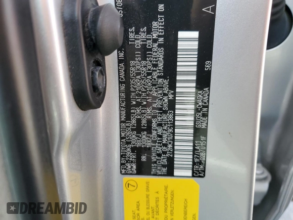 2009 Lexus RX 350 with VIN 2T2HK31U79C113863, listed as a Copart auction lot 50185735 with 127,593 mi miles and Salvage Title. Bid and sale history available at DreamBid. Image 13.