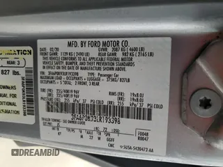 2020 Ford Fusion Titanium with VIN 3FA6P0K93LR193398, listed as a Copart auction lot 54549335 with 117,785 mi miles and Clean title. Bid and sale history available at DreamBid. Image 12.