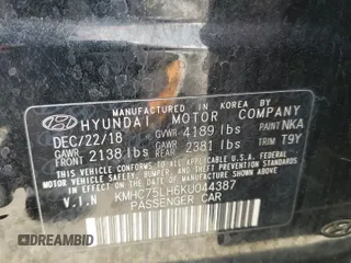2019 Hyundai Ioniq with VIN KMHC75LH6KU044387, listed as a Copart auction lot 48553905 with 53,533 mi miles and Salvage Title. Bid and sale history available at DreamBid. Image 15.