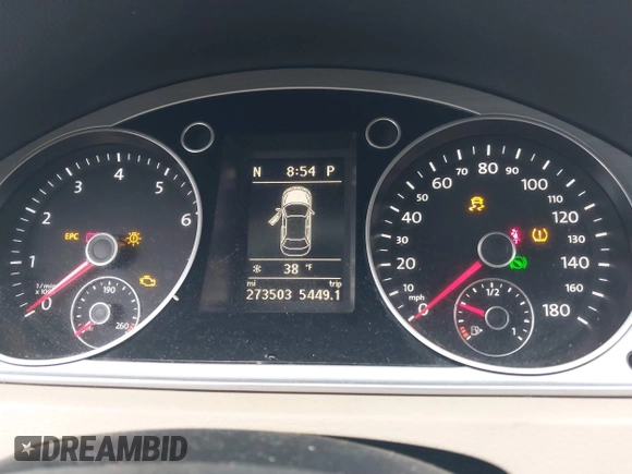 2013 Volkswagen CC Sport with VIN WVWBP7AN1DE520434, listed as a IAAI auction lot 41565789 with 273,503 mi miles. Bid and sale history available at carsss.com. Image 7.