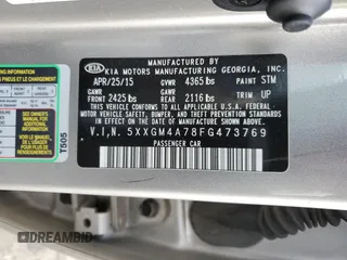 2015 Kia Optima LX with VIN 5XXGM4A78FG473769, listed as a Copart auction lot 41708795 with 123,177 mi miles and Clean Title. Bid and sale history available at DreamBid. Image 12.