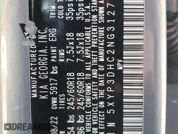 2022 Kia Telluride EX z VIN 5XYP3DHC2NG312799, wystawiony jako Copart lot #55564915 z przebiegiem 70 253 mil mil oraz Szkoda całkowita • Salvage title. Historia ofert i sprzedaży dostępna na DreamBid. Obrazek 13.