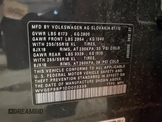 2013 Volkswagen Touareg Lux z VIN WVGEF9BP1DD003339, wystawiony jako Copart lot #58727705 z przebiegiem 143 919 mil mil oraz Nie do naprawy. Historia ofert i sprzedaży dostępna na DreamBid. Obrazek 12.