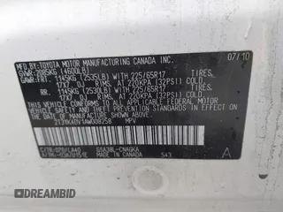2010 Toyota RAV4 Limited с VIN 2T3YK4DV1AW008258, выставлен на аукционе IAAI как лот 42043403 с пробегом 145 847 миль миль и . История ставок и продаж доступна на DreamBid. Изображение 9.