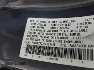 2014 Honda Accord Sedan LX with VIN 1HGCR2F33EA306435, listed as a IAAI auction lot 42124792 with 136,522 mi miles. Bid and sale history available at carsss.com. Image 9.