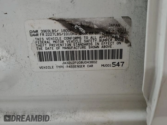2011 Mitsubishi Lancer ES with VIN JA32U2FU0BU043802, listed as a Copart auction lot 75275554 with 136,994 mi miles and Clean Title. Bid and sale history available at carsss.com. Image 12.