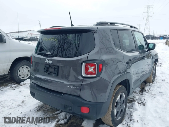 2017 Jeep Renegade Sport with VIN ZACCJBAB0HPG11643, listed as a IAAI auction lot 41604852 with 125,110 mi miles and . Bid and sale history available at carsss.com. Image 4.