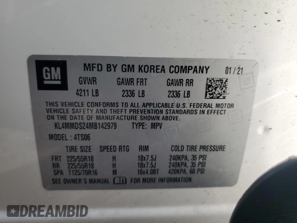 2021 Buick Encore GX Select z VIN KL4MMDS24MB142979, wystawiony jako Copart lot #61198875 z przebiegiem 22 200 mil mil oraz Szkoda całkowita • Salvage title. Historia ofert i sprzedaży dostępna na DreamBid. Obrazek 14.