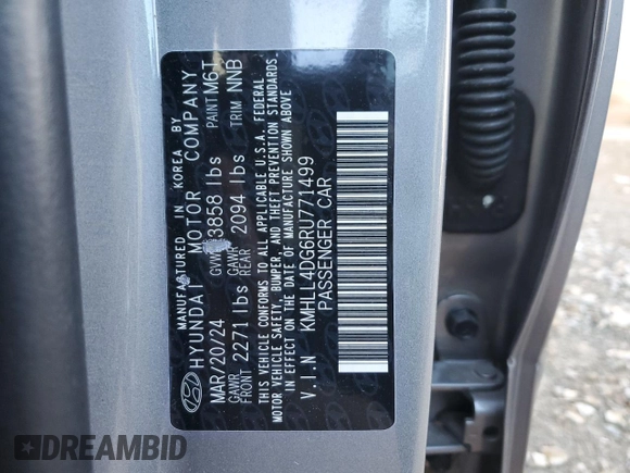 2024 Hyundai Elantra SE with VIN KMHLL4DG6RU771499, listed as a Copart auction lot 88942085 with 4,538 mi miles and Clean Title. Bid and sale history available at DreamBid. Image 13.