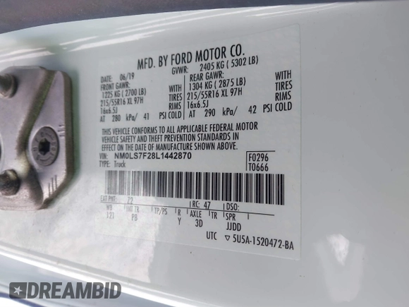 2020 Ford Transit Connect XLT с VIN NM0LS7F28L1442870, выставлен на аукционе IAAI как лот 41607320 с пробегом 83 179 миль миль и . История ставок и продаж доступна на DreamBid. Изображение 9.