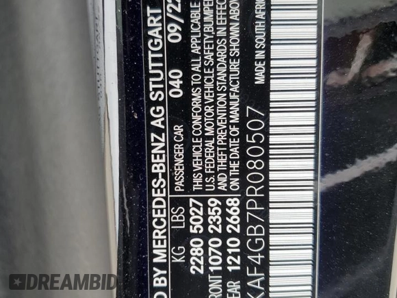 2023 Mercedes-Benz C 300 z VIN W1KAF4GB7PR080507, wystawiony jako Copart lot #47644045 z przebiegiem Nie podano mil oraz Szkoda całkowita • Salvage title. Historia ofert i sprzedaży dostępna na DreamBid. Obrazek 14.