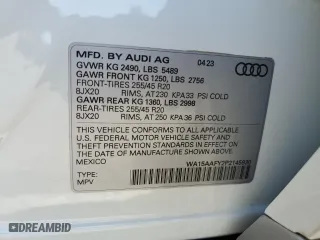 2023 Audi Q5 Sportback S line Premium Plus with VIN WA15AAFY2P2145930, listed as a Copart auction lot 69888324 with 15,821 mi miles and Salvage Title. Bid and sale history available at carsss.com. Image 14.