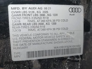 2022 Audi Q3 S line Premium z VIN WA1DECF32N1003662, wystawiony jako IAAI lot #41581740 z przebiegiem 29 980 mil mil oraz . Historia ofert i sprzedaży dostępna na DreamBid. Obrazek 9.