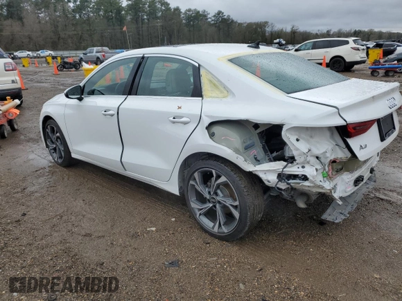 2022 Audi A3 Premium Plus with VIN WAUBUDGY0NA098249, listed as a Copart auction lot 88032825 with 44,166 mi miles and Salvage Title. Bid and sale history available at carsss.com. Image 2.