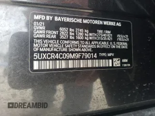 2021 BMW X5 sDrive40i with VIN 5UXCR4C09M9F79014, listed as a Copart auction lot 43667255 with 54,431 mi miles and Salvage Title. Bid and sale history available at carsss.com. Image 13.