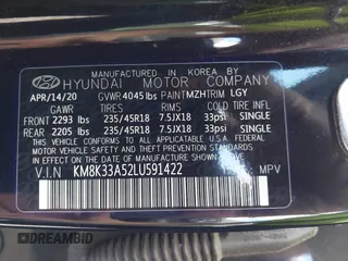2020 Hyundai Kona Limited z VIN KM8K33A52LU591422, wystawiony jako IAAI lot #42324828 z przebiegiem 59 957 mil mil oraz . Historia ofert i sprzedaży dostępna na DreamBid. Obrazek 9.