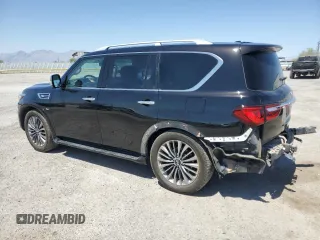 2018 Infiniti QX80 z VIN JN8AZ2NF1J9663159, wystawiony jako Copart lot #57678515 z przebiegiem 109 584 mil mil oraz Szkoda całkowita • Salvage title. Historia ofert i sprzedaży dostępna na DreamBid. Obrazek 2.